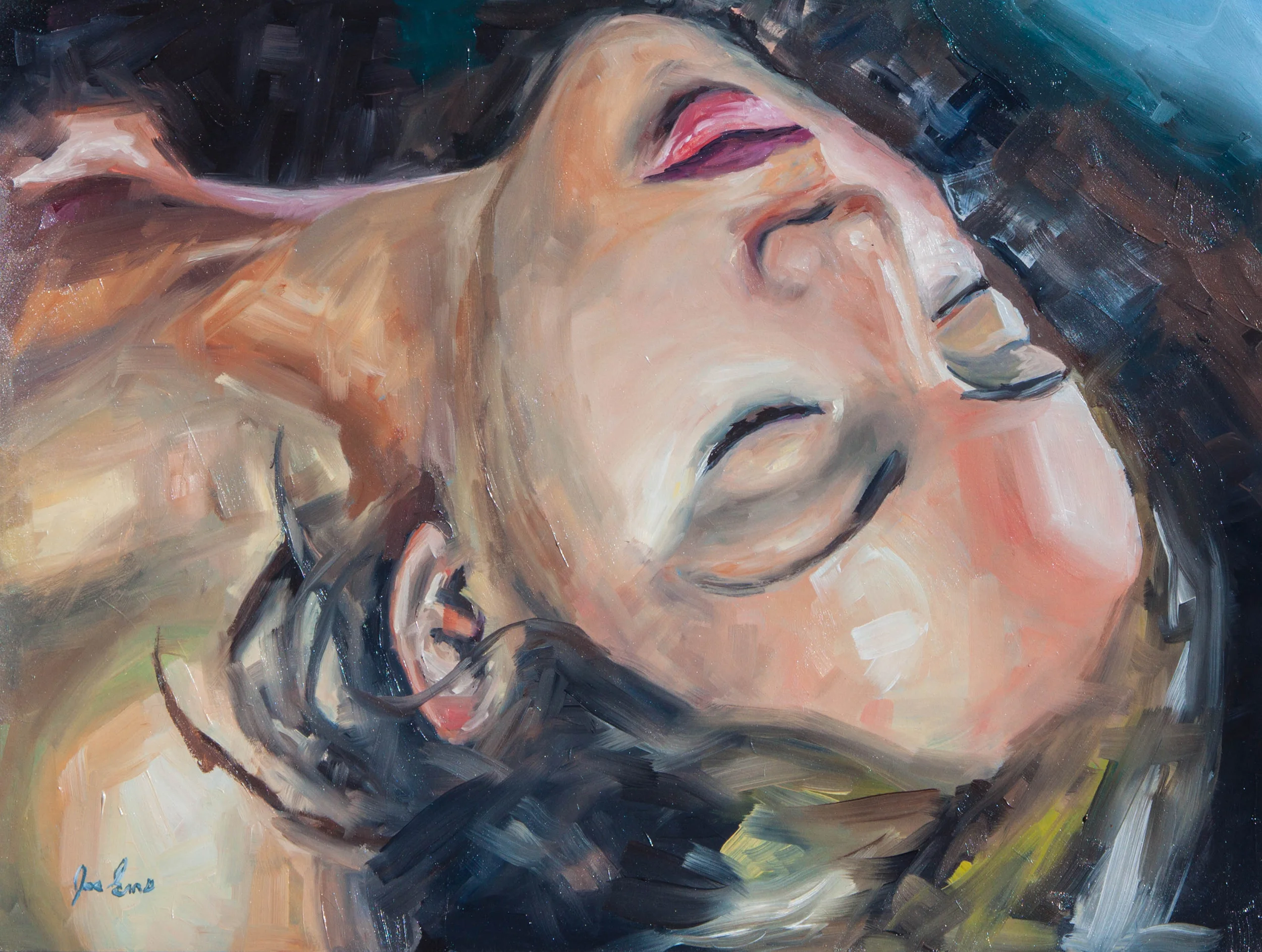 Sketchbook Portrait #15 is a painting done in oils by joe enns in his sketchbook. the painting was done in his studio at Nanoose Bay, British Columbia in June 2019.