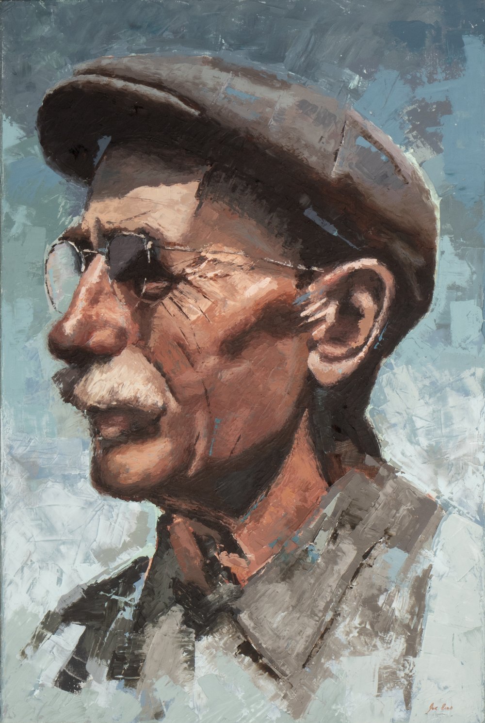 Mustached Man in a Hat, oil on canvas, 30 x 20 inches, AVAILABLE