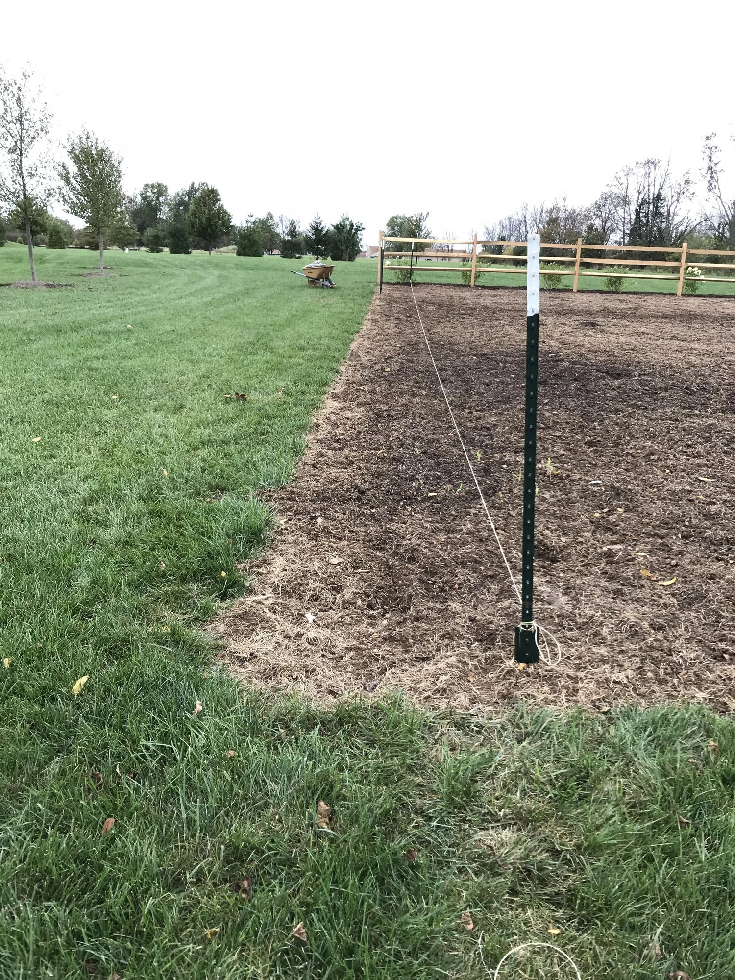Mapping Rows - We added a fence to add additional protection from the wind, and began mapping out our rows. October 13, 2017