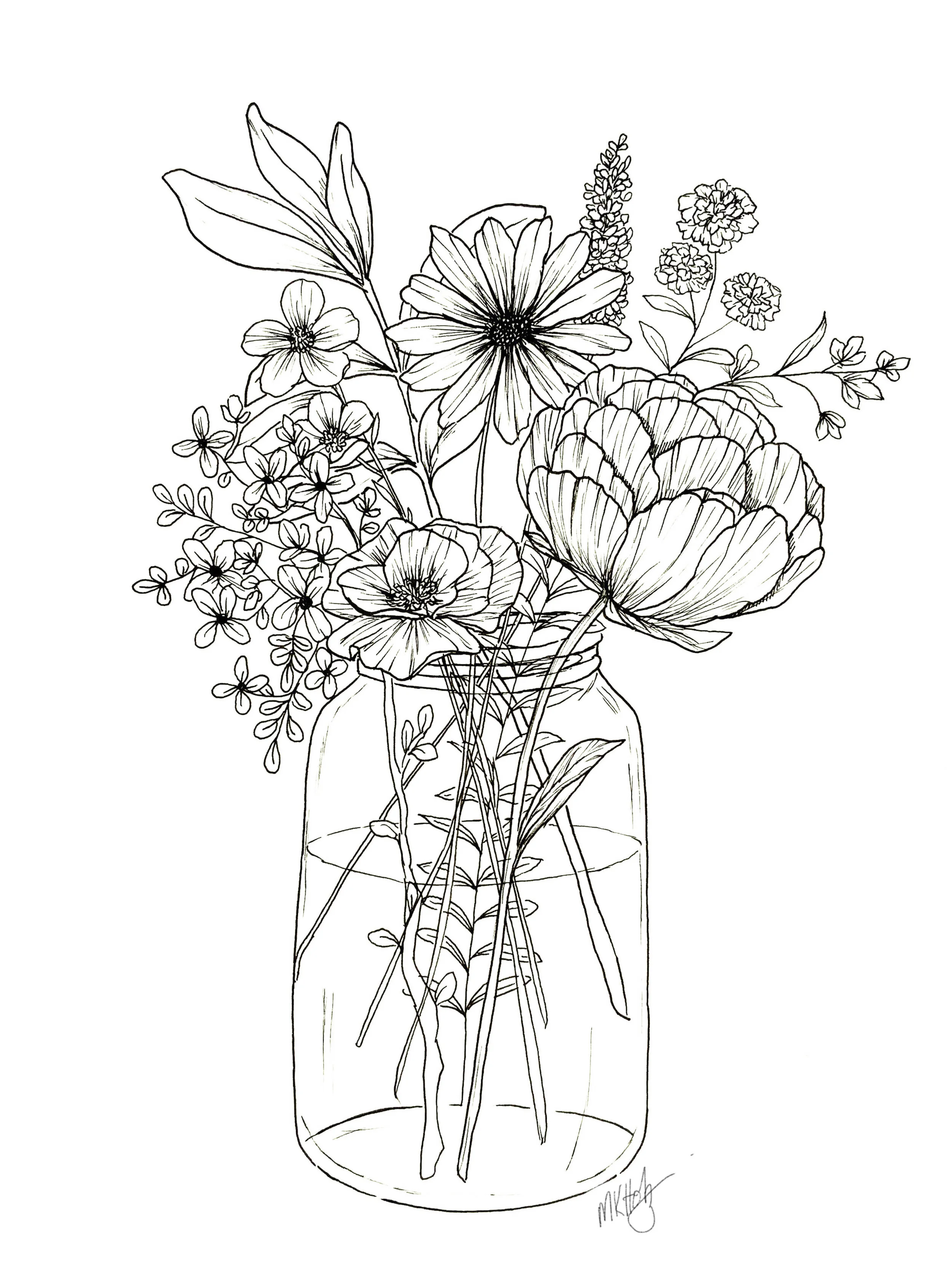 Flower Bouquet Coloring Page