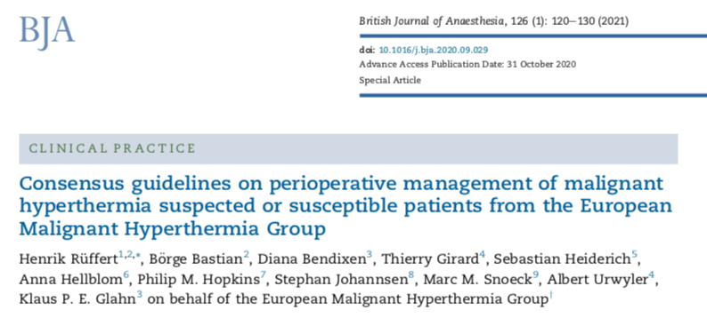 Perioperative management of known or suspected MHS