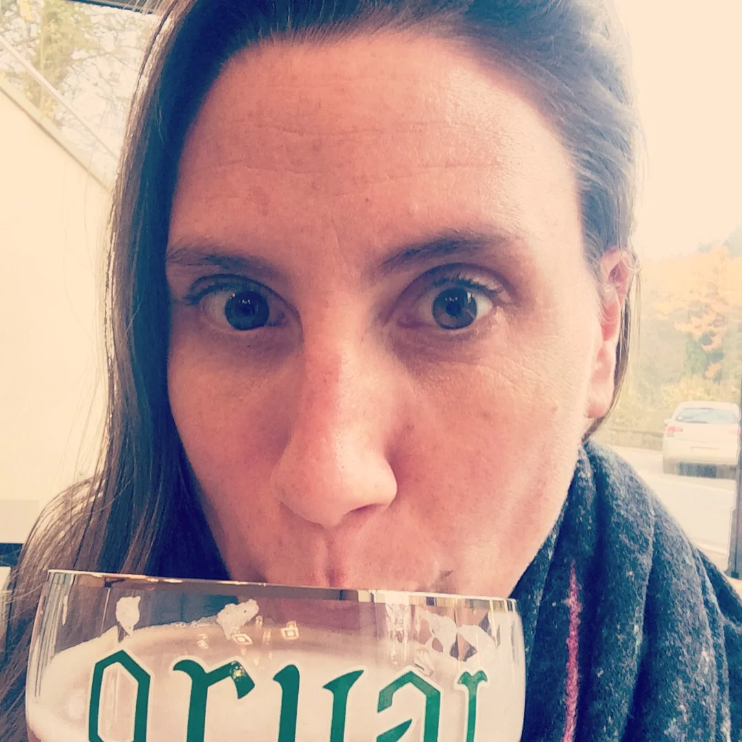 Sipping Orval Vert in Belgium.