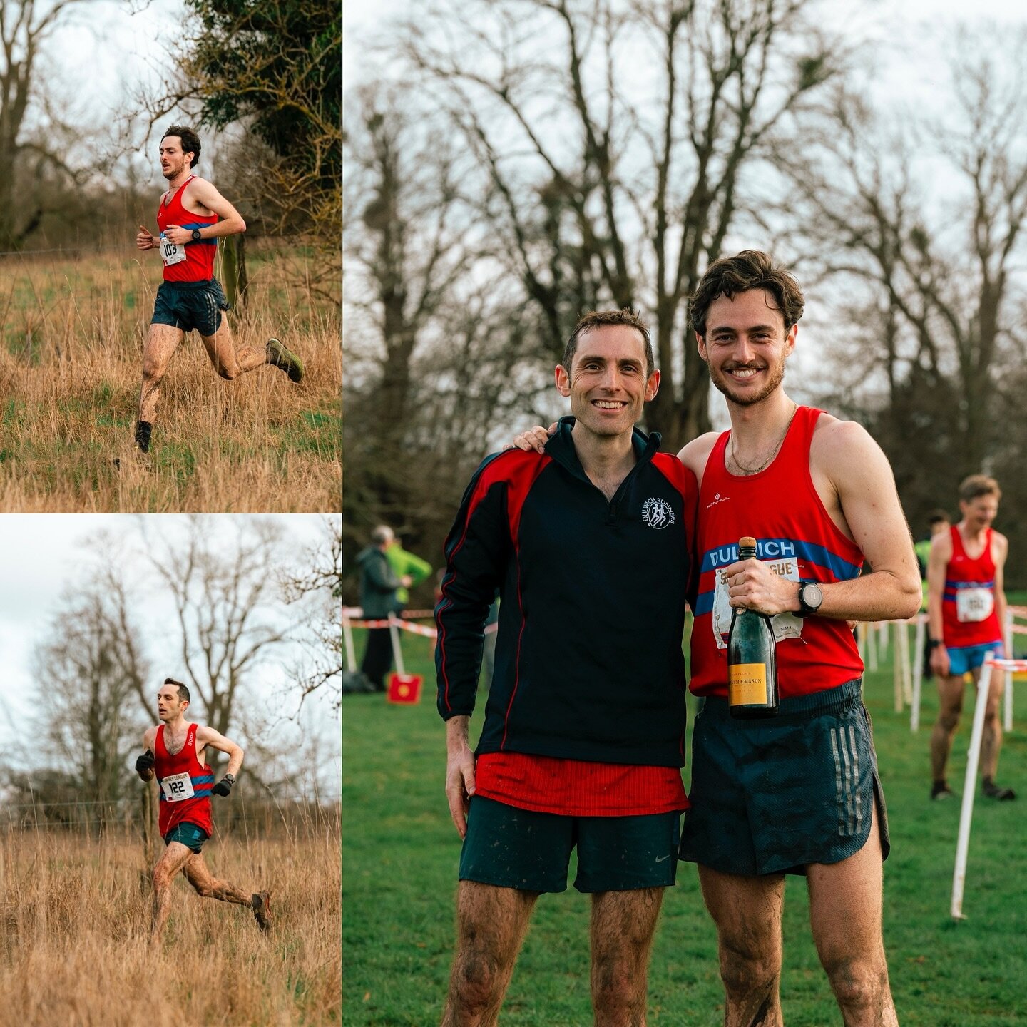 A Dulwich 1-2 at the top of the Tracksmith Surrey League Senior Men&rsquo;s Podium with Max Milarvie (2,3,2,2) and Captain Ed Chuck (10,4,12,4) picking up the bubbly 🍾 for an unerring season of quality from the arid earth of Richmond to the mud bath