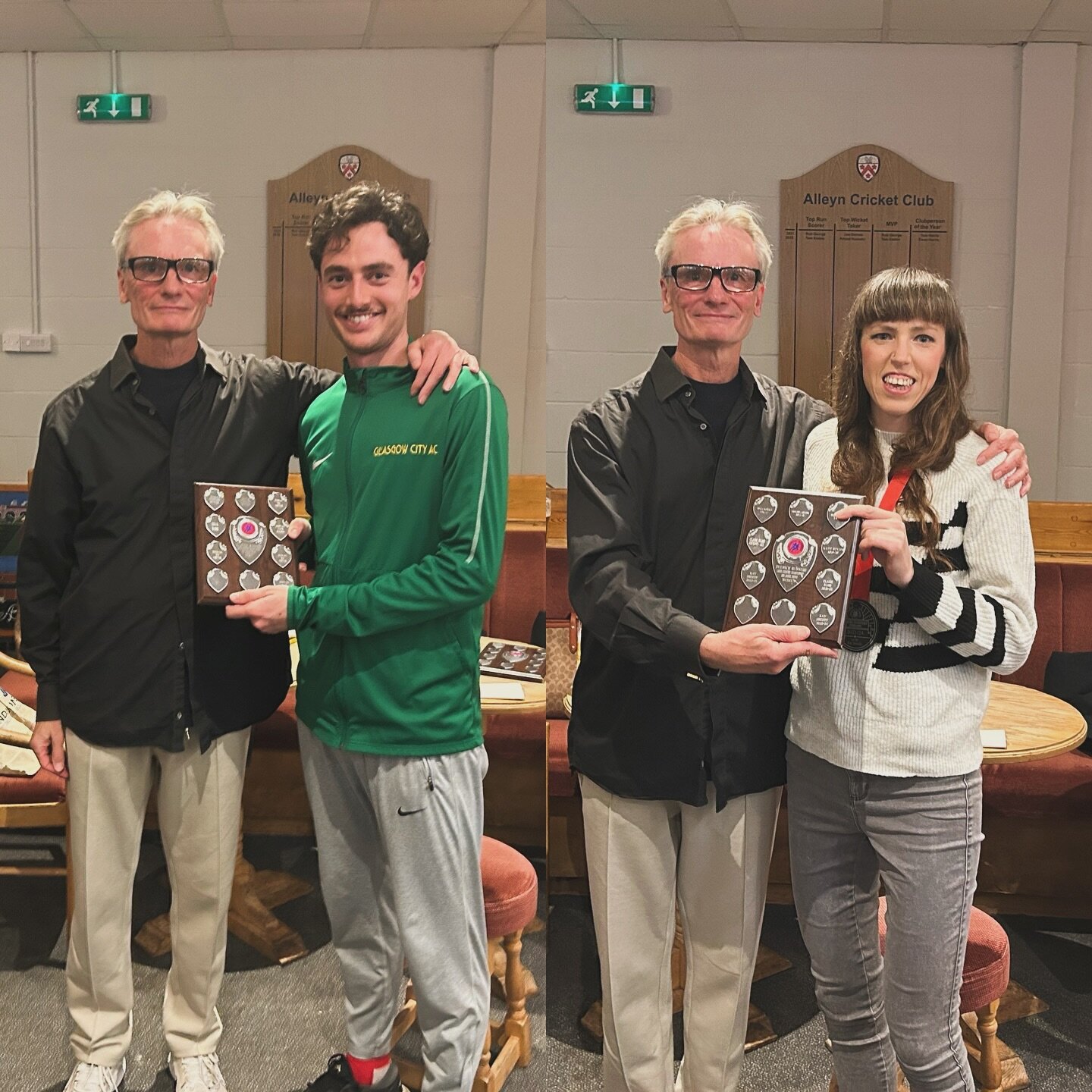 Delighted to hand out 🛡️ 🏆 to our Ken Crooke XC Championship winners for 2023/24 - Max Milarvie and Kay Sheedy at our club night #crosscountryrunning #dulwich