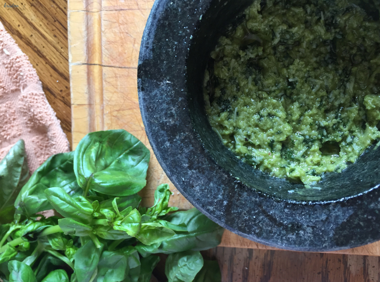 Homemade Pesto with Basil and Pine Nuts