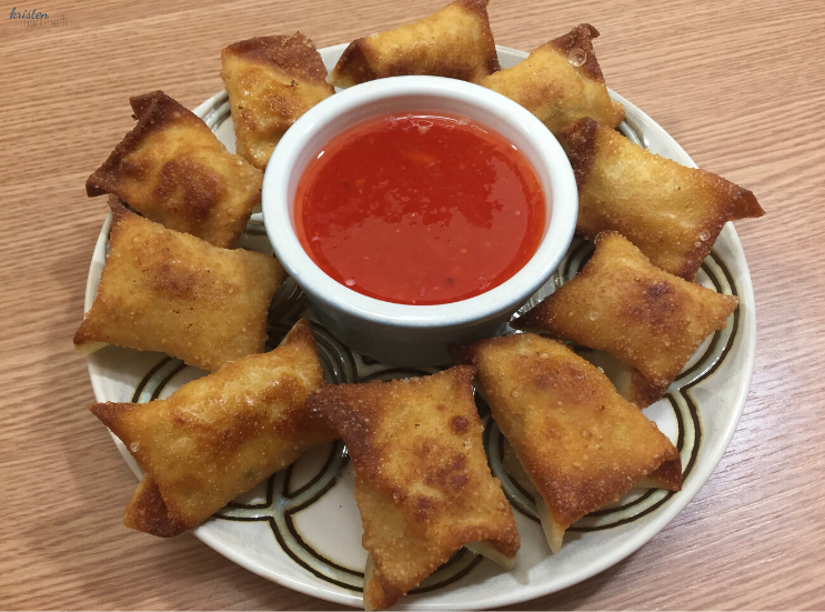 Fried Crab Rangoon with Pineapple Dipping Sauce