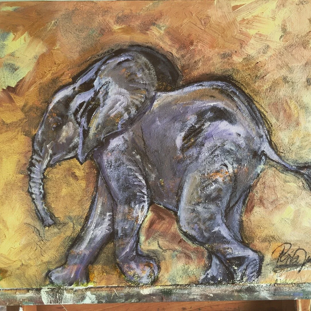 running elephant baby