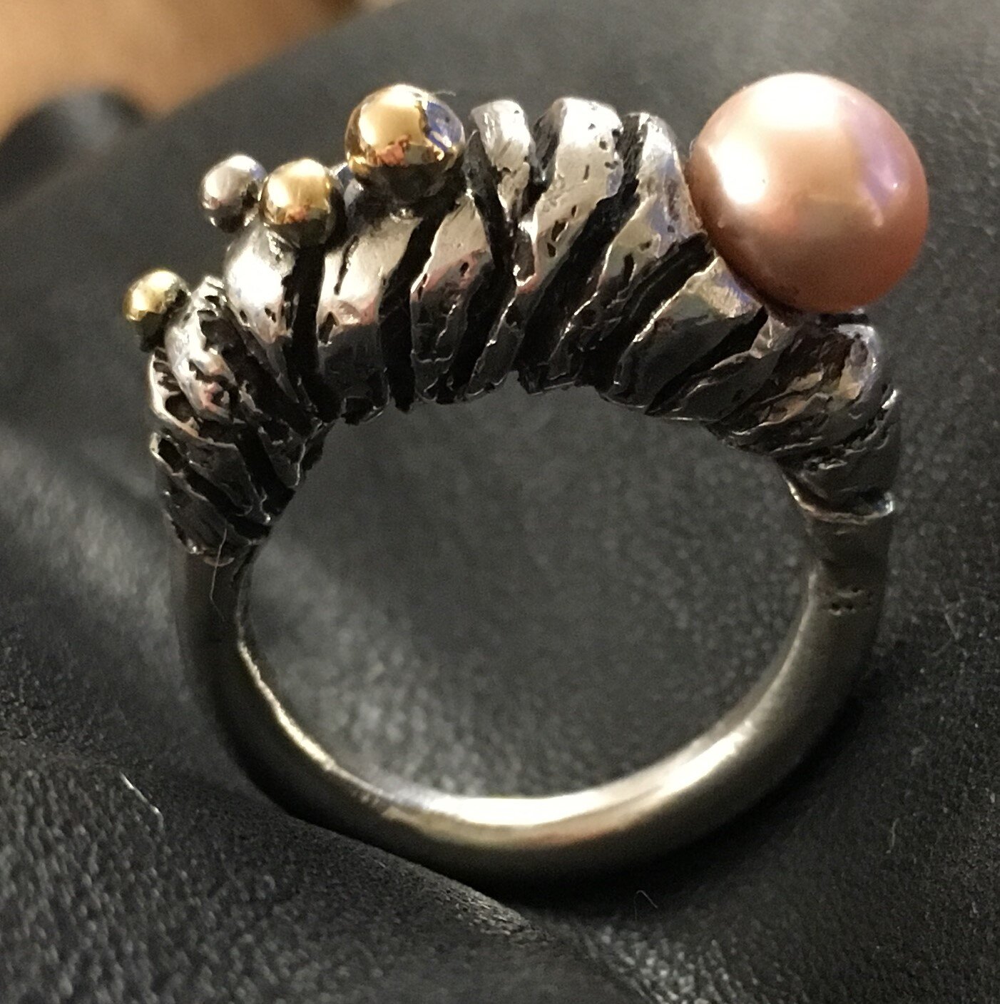 casted sterling silver ring with fresh water pearl.JPG