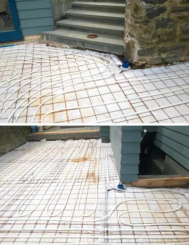 Radiant heat melt installation: Riverdale Home