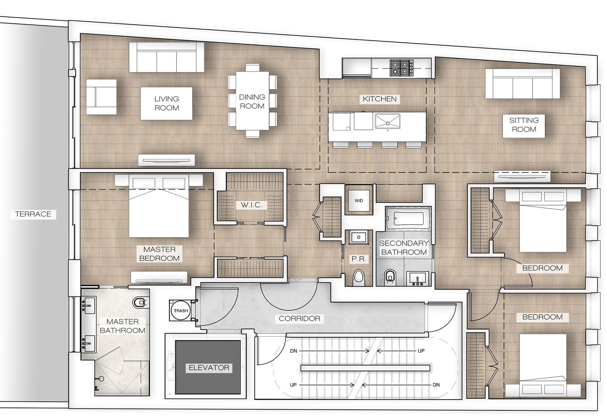 Typical Three-Bedroom Floor Plan