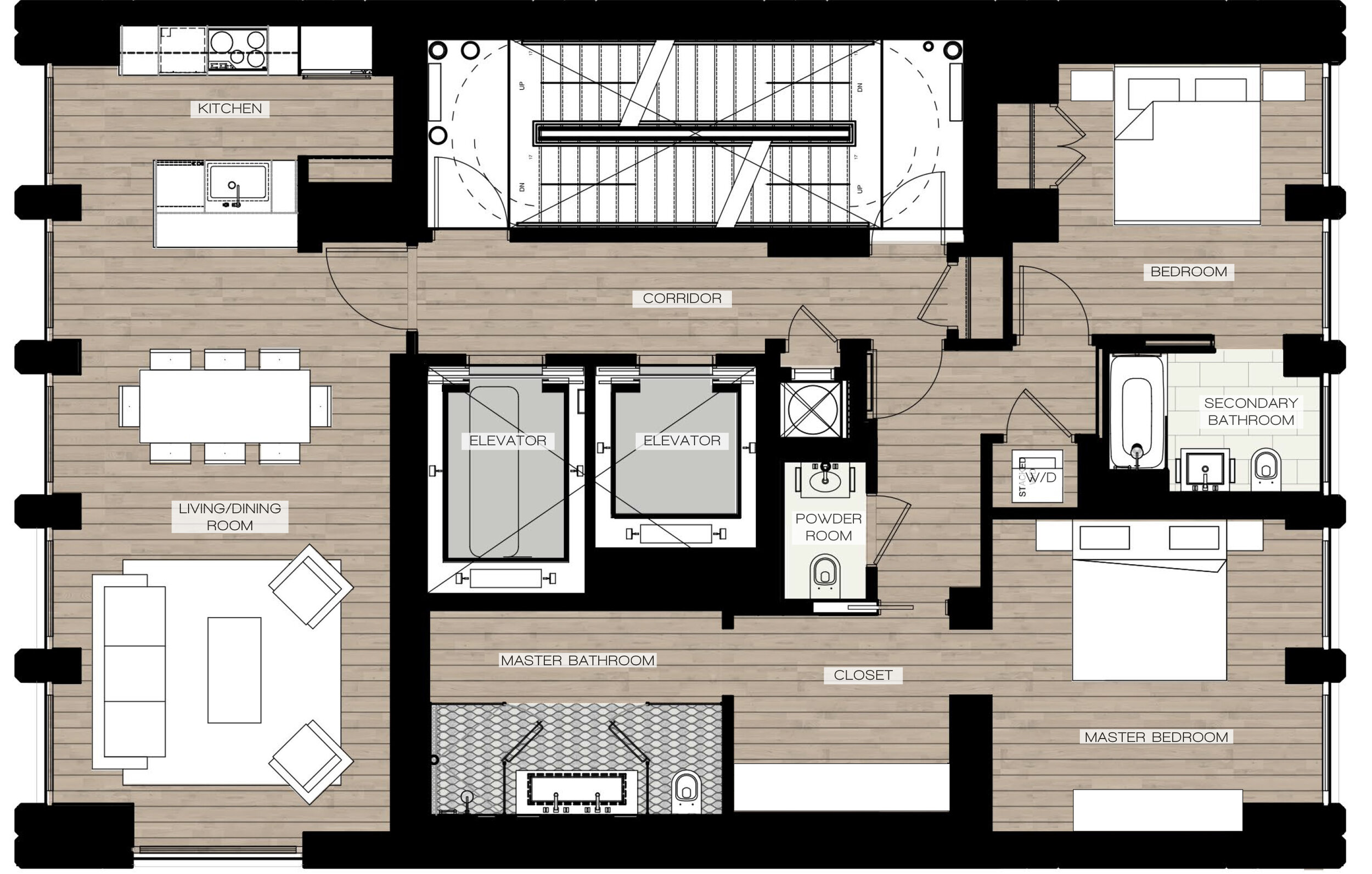 Typical Two-Bedroom Unit Floor Plan