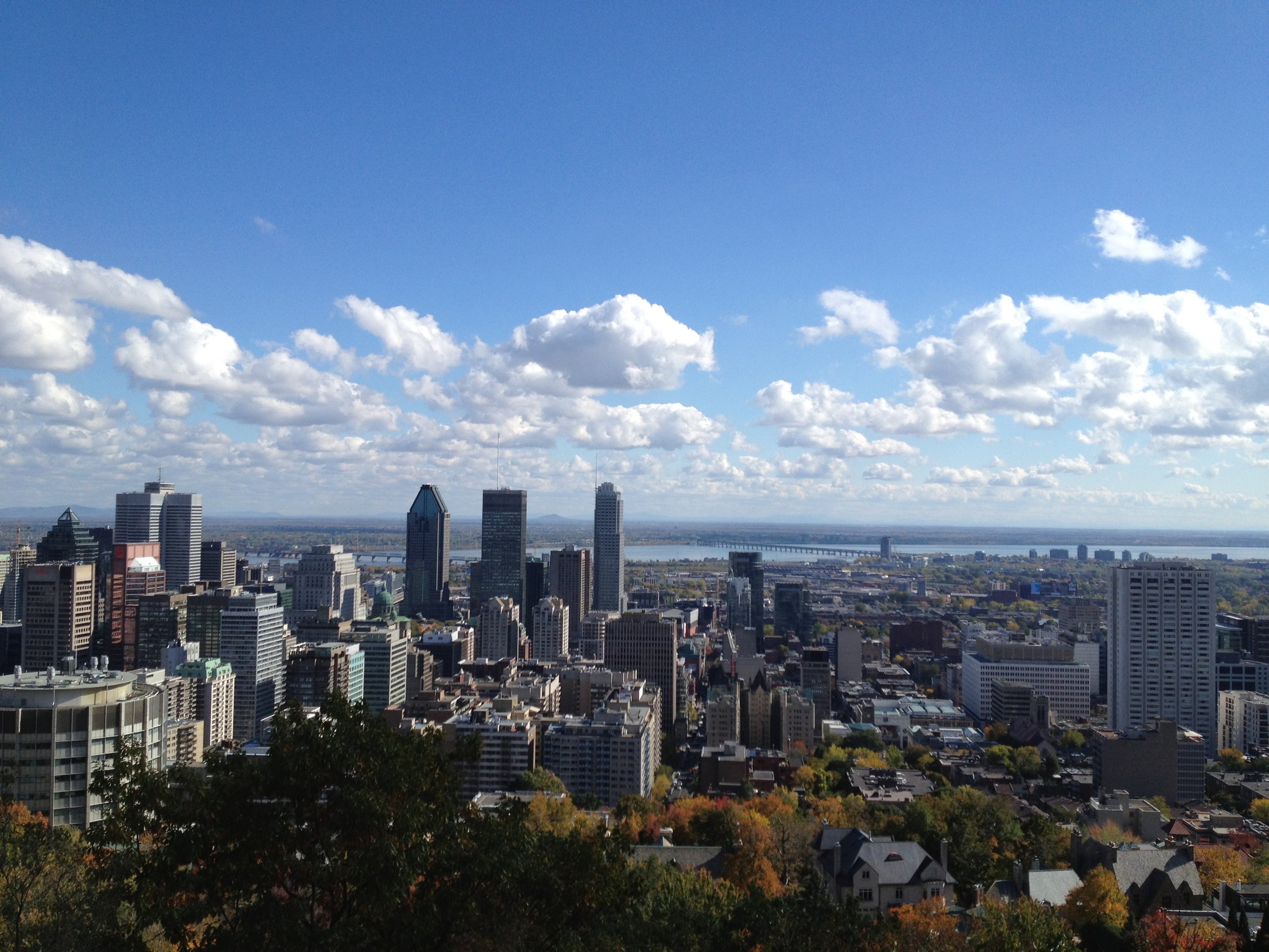 Montreal downtown skyline as seen from the Mount-Royal belvedere