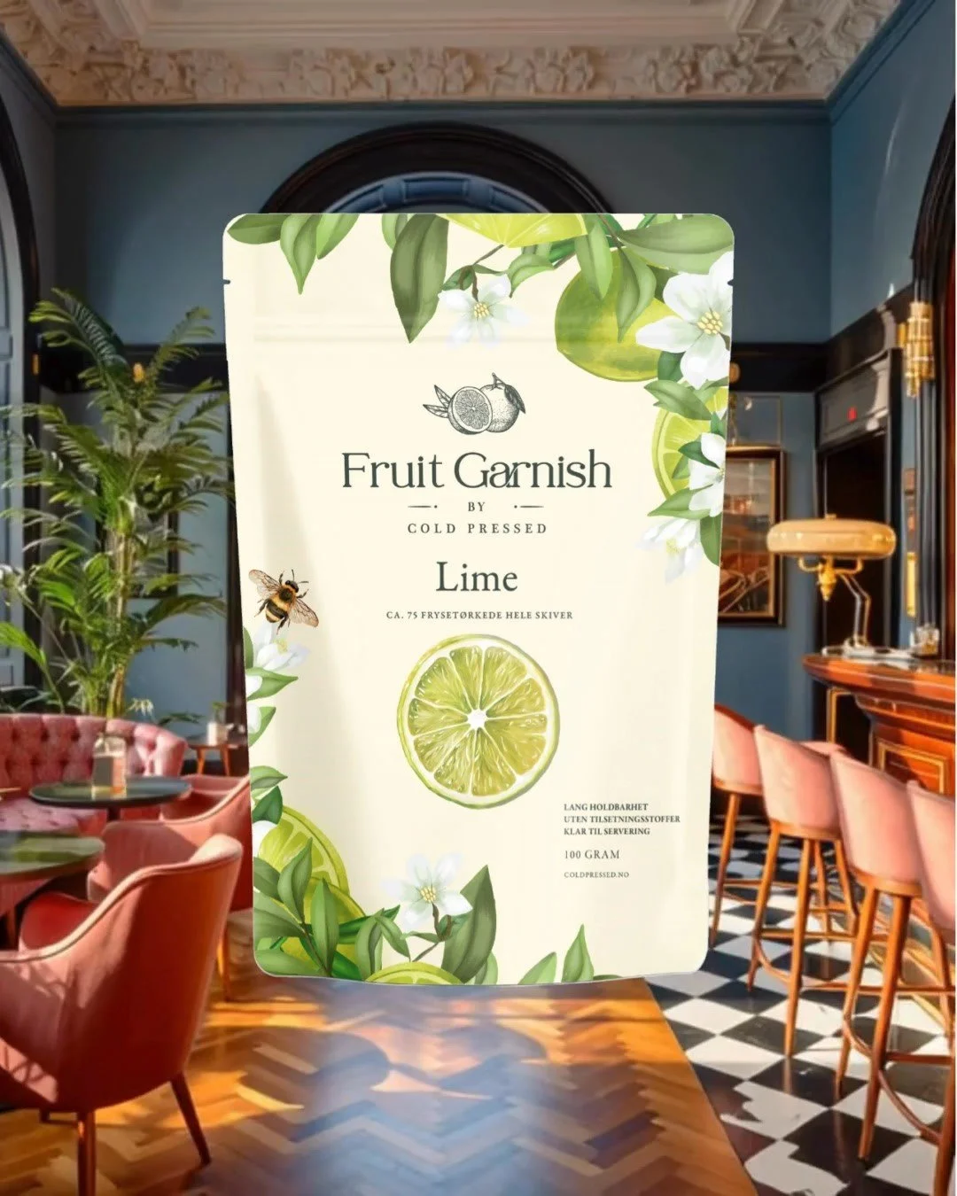 Frysetørket lime i hele skiver ser helt fantastisk ut! Elegant, rask og med en smak og duft som imponerer. 🍋✨
#FruitGarnish  #Juice #Coldpressed #Coldpressedjuice #Hppjuice #HPP #Kaldpresset #Garnish #Lime