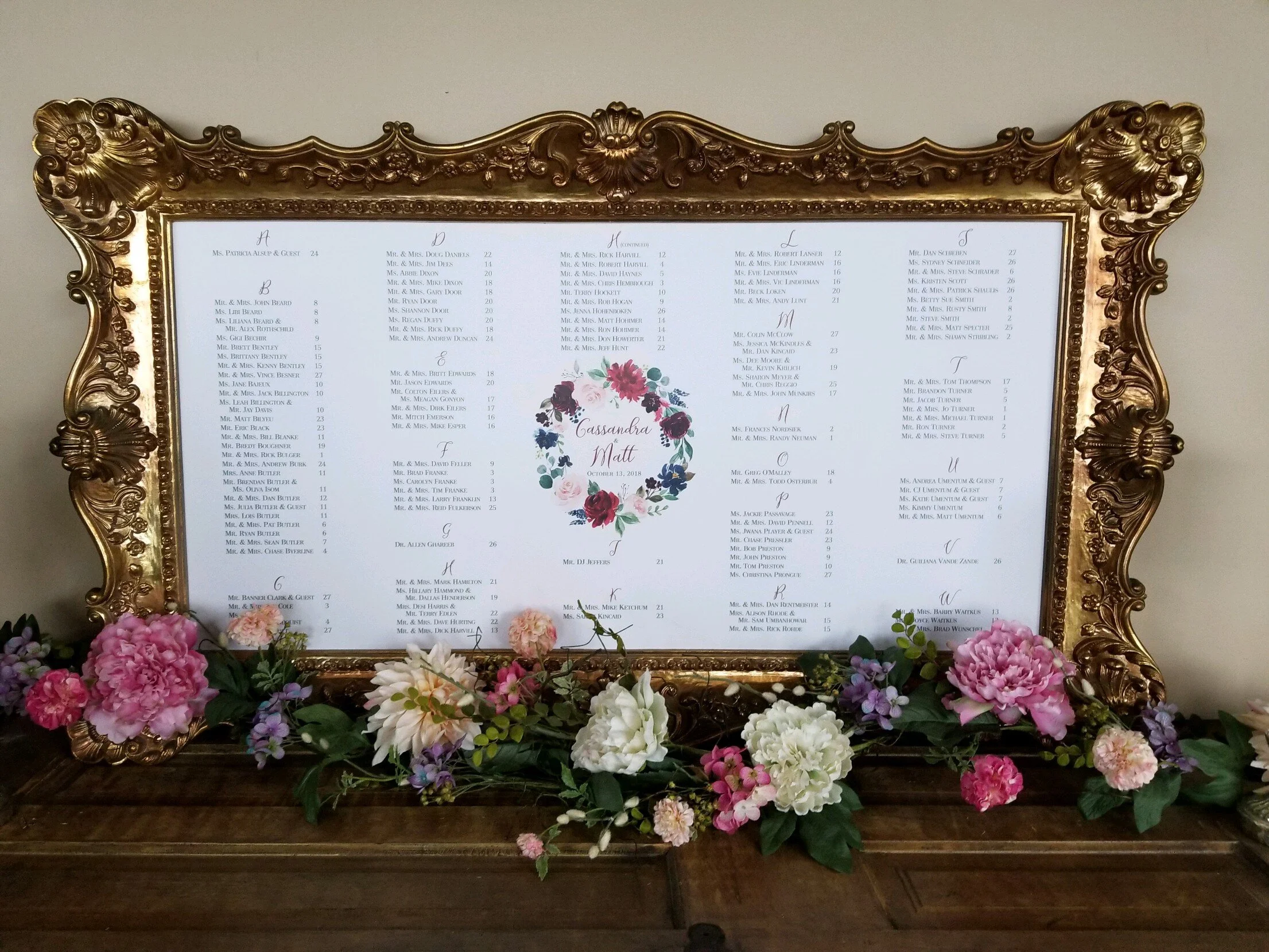 Extra Large Seating Chart