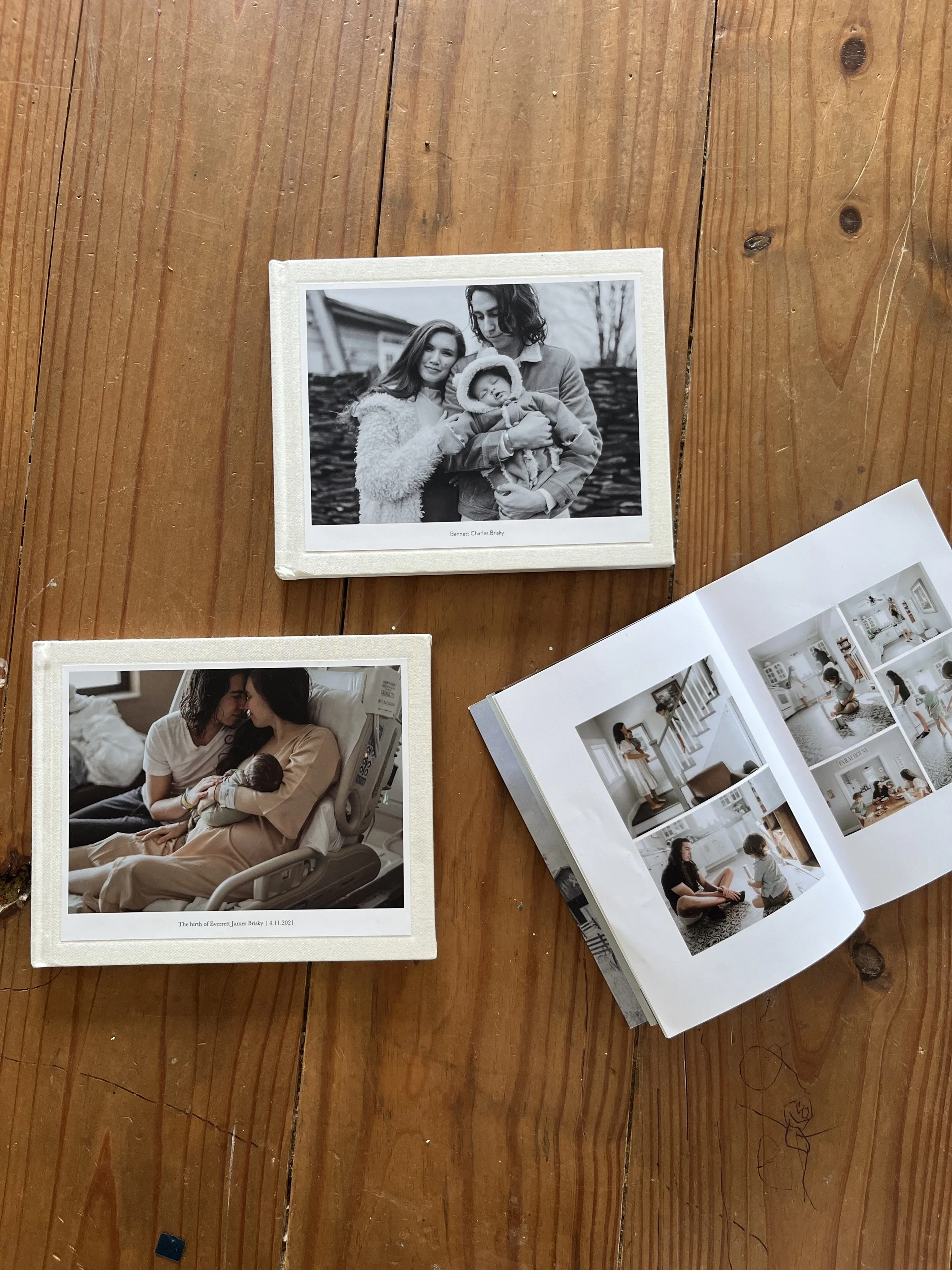 family photo albums laid on the table