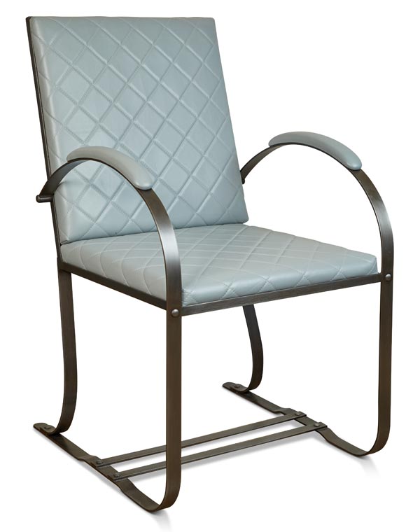 KS Design Quilted Leather Chair w/Gun Metal SOLD