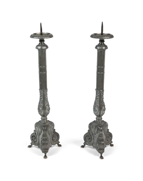 French 19th Century Pewter Candle Sticks