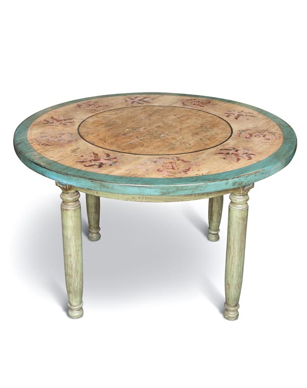 Hand Painted Table w/Carved Tapered Legs