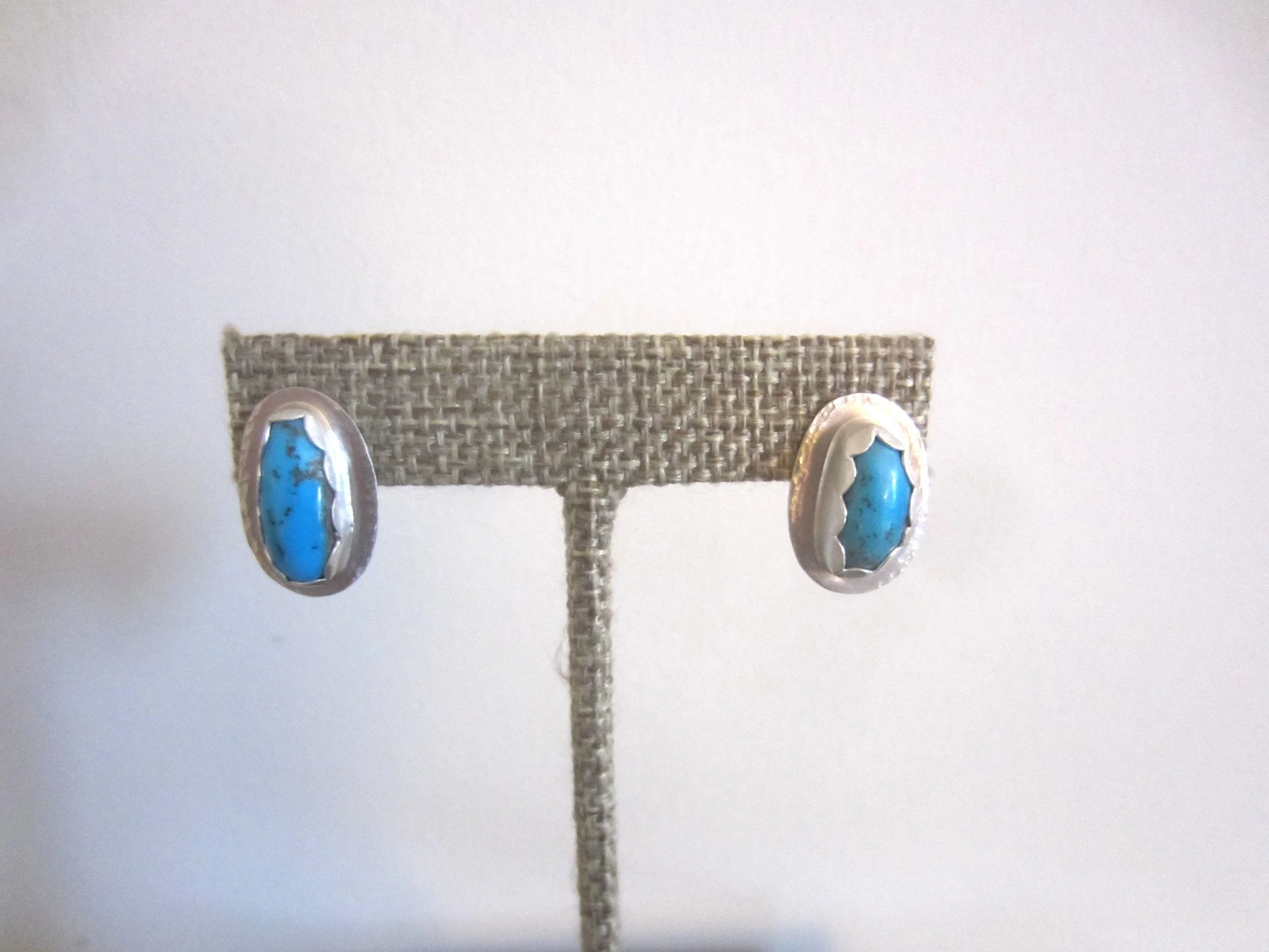 Natural Sleeping Beauty Turquoise and Sterling Silver, Small Stud Earrings