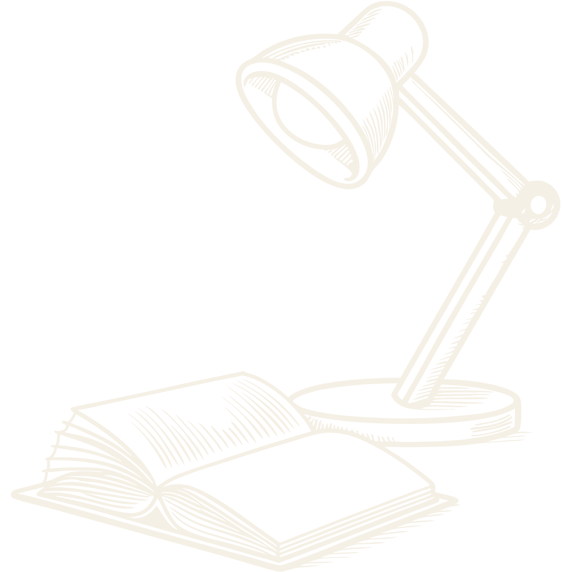 Line drawing of an open book with a spotlight shining on a magnifying glass placed on it.