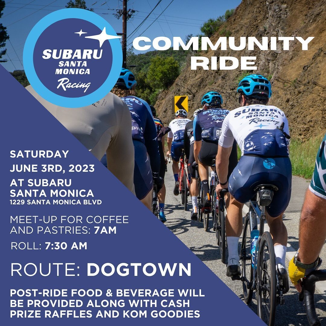 🚨🚨ANNOUNCEMENT 🚨🚨

We&rsquo;re back for the 2023 summer team-led rides, the first of which will be on June 3rd, in collaboration with @subaru_santamonica who will be catering pre-ride coffee &amp; pastries and post-ride food &amp; drink! 

We&rsq