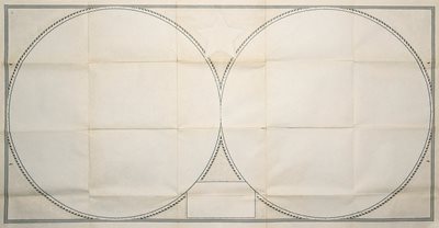Agustina Woodgate, Northern and Southern Hemisphere , 2014, Sanded outdated world map, 22 x 41 inches