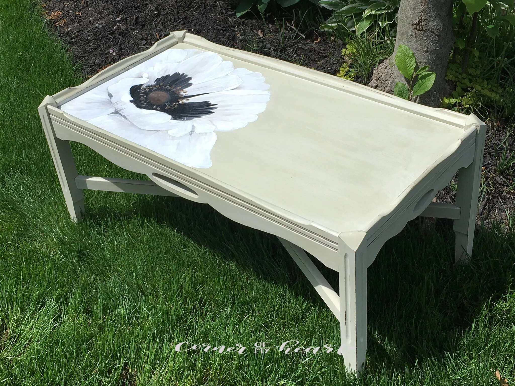 Hand painted poppy coffee table