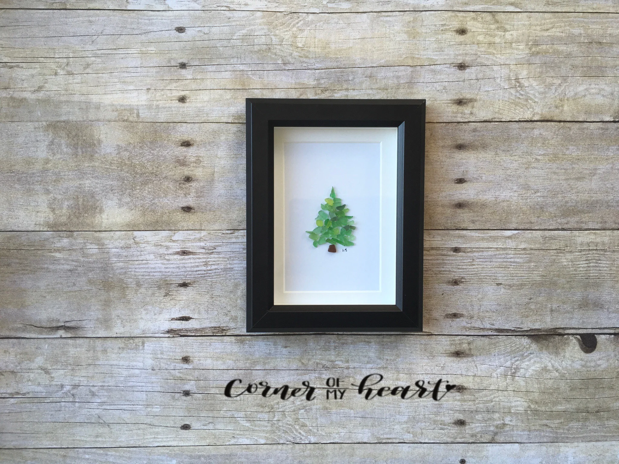  Green beach glass Christmas tree 