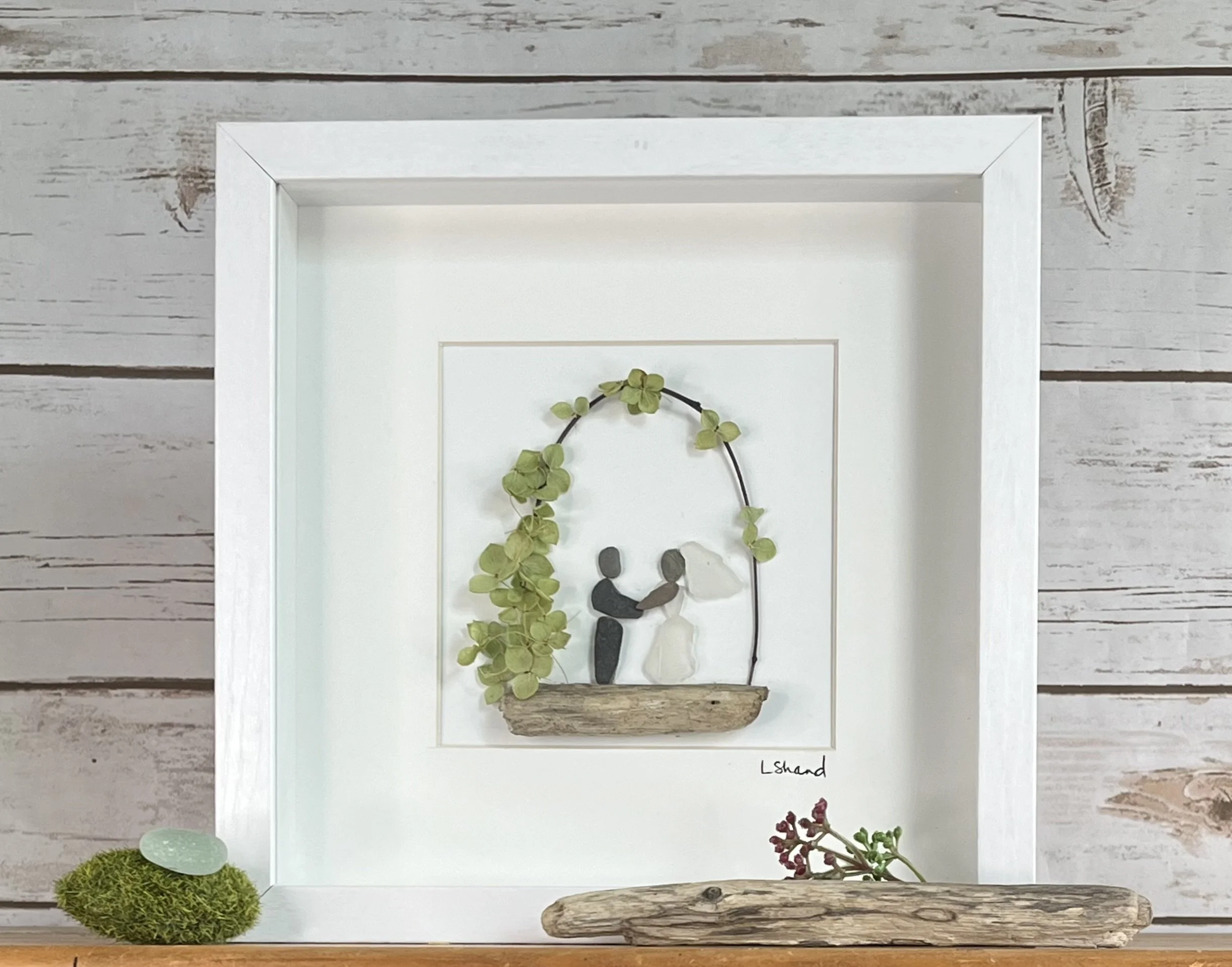 Sea Glass and Pebbles Wedding Couple (10x10)