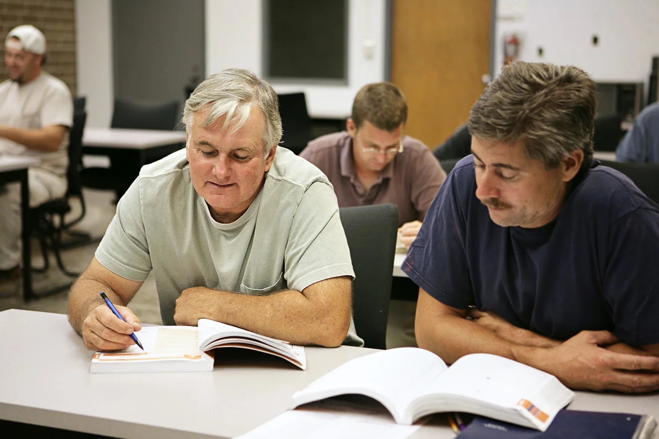 Men studying