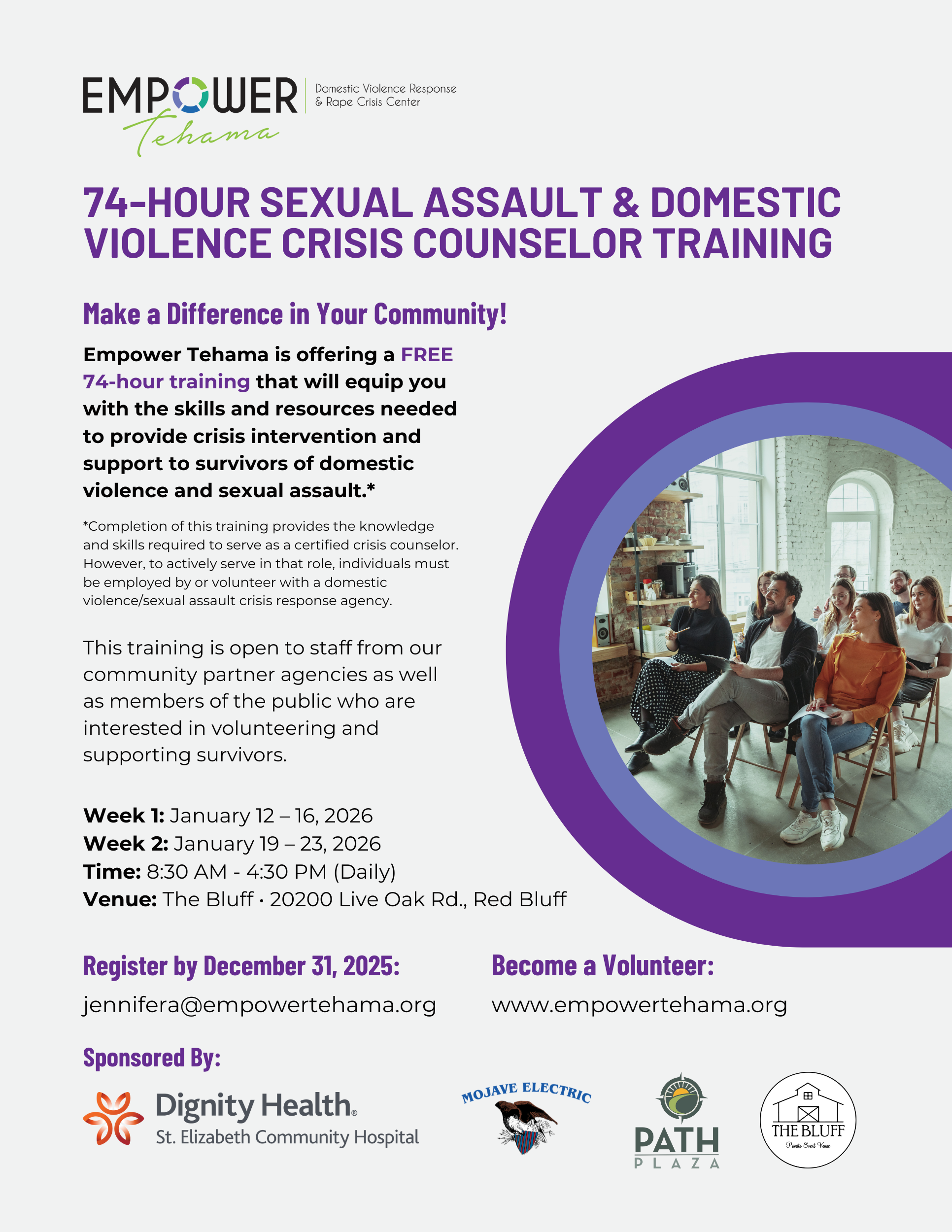 74-Hour Sexual Assault &amp; Domestic Violence Crisis Counselor Training (Week 1)