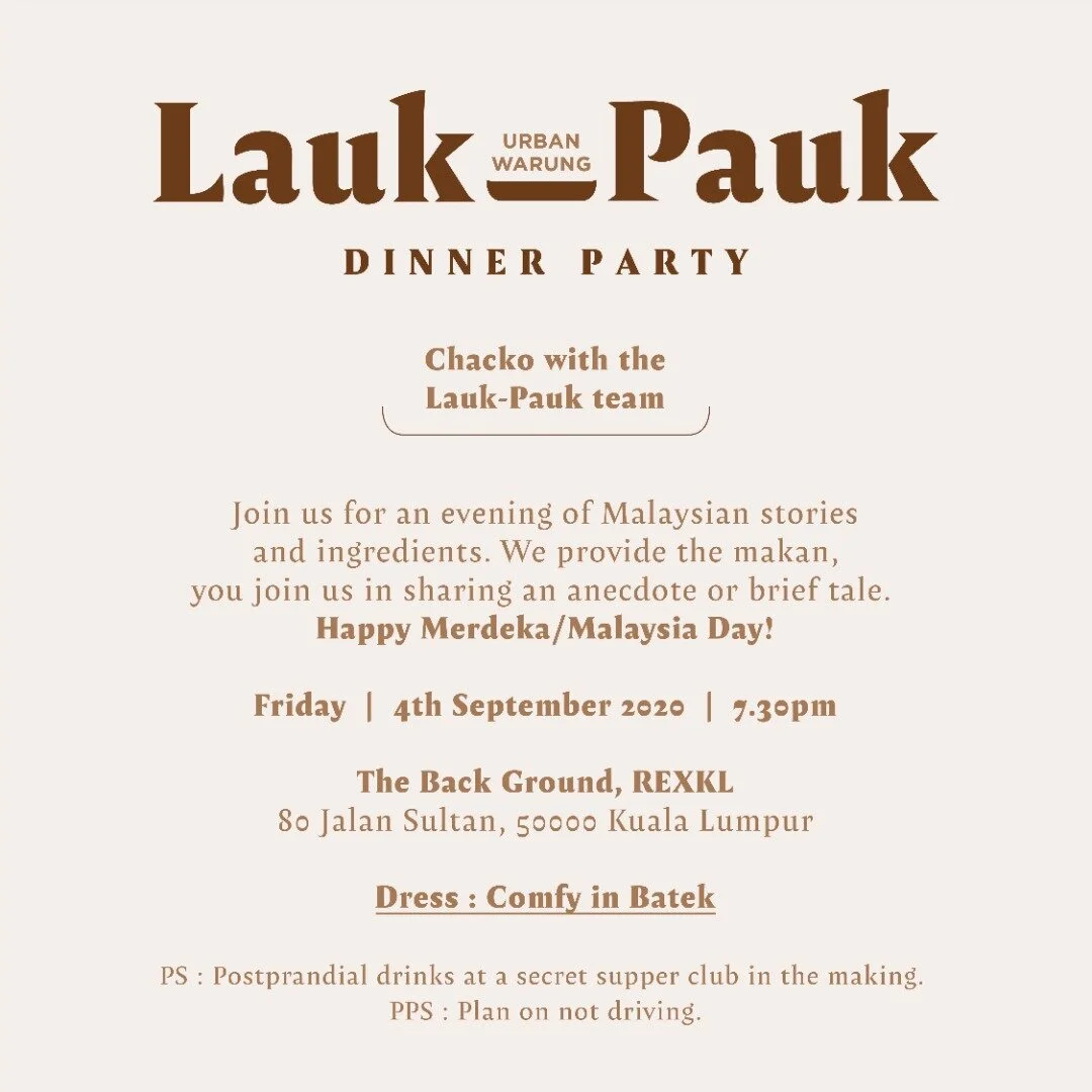 DINNER PARTY - Chacko with the Lauk-Pauk team! 4th Sep. 2020