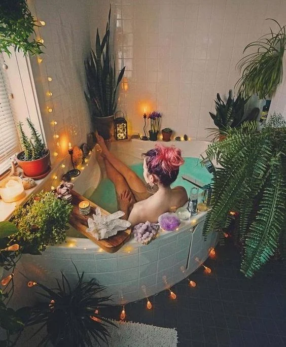 Ultimate personal charge station~ crystals, candles, plants, light, you.
