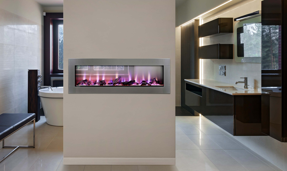 Modern Linear Gas Fireplace.