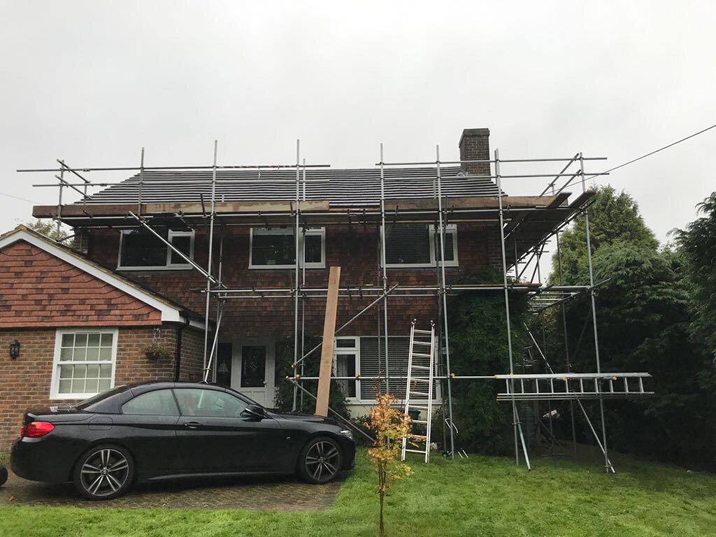 Scaffold erection for new roof
