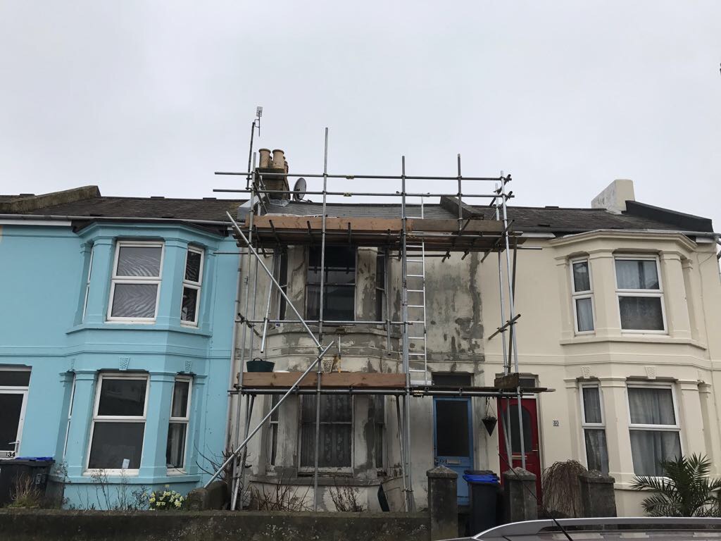 Scaffolding for new Sash windows and re-painting