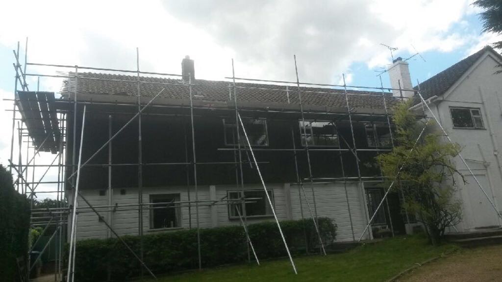 Scaffold erection for new section of roof including verge