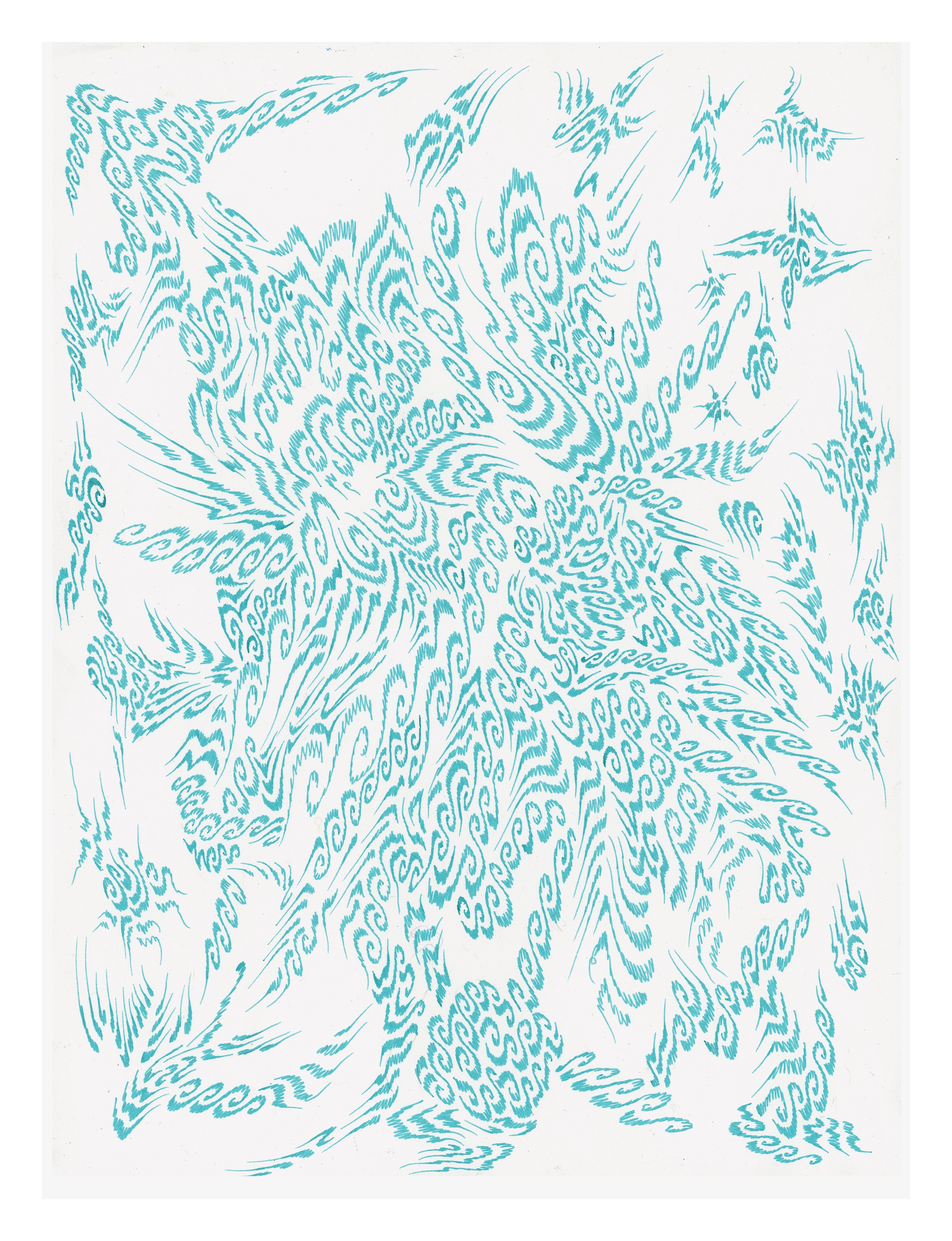 Whatever Lies Beyond This Morning, ink on paper, 9x12in, 2022