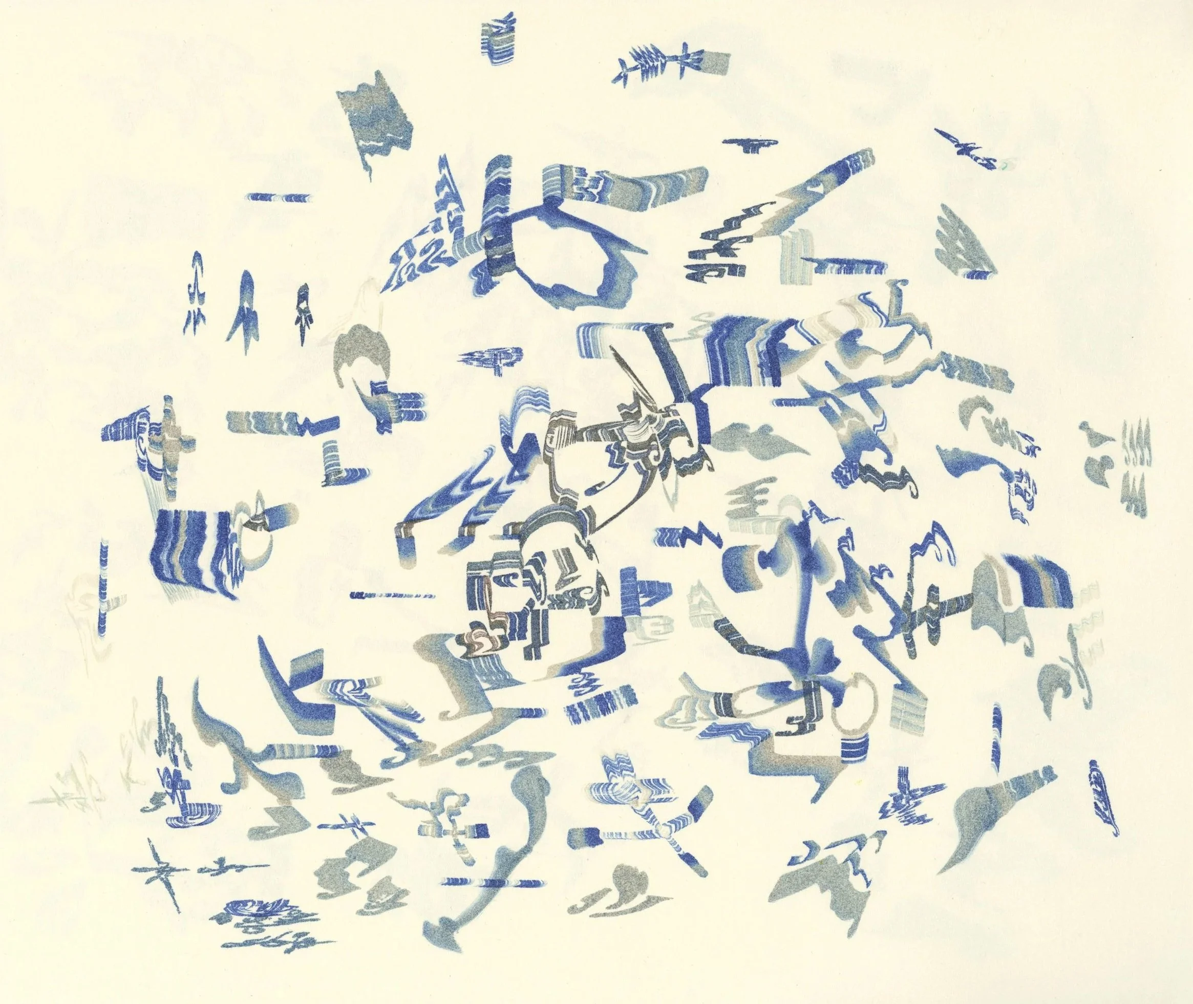 Snowman (Earthbound), ink on paper, 13x10.8in, 2025