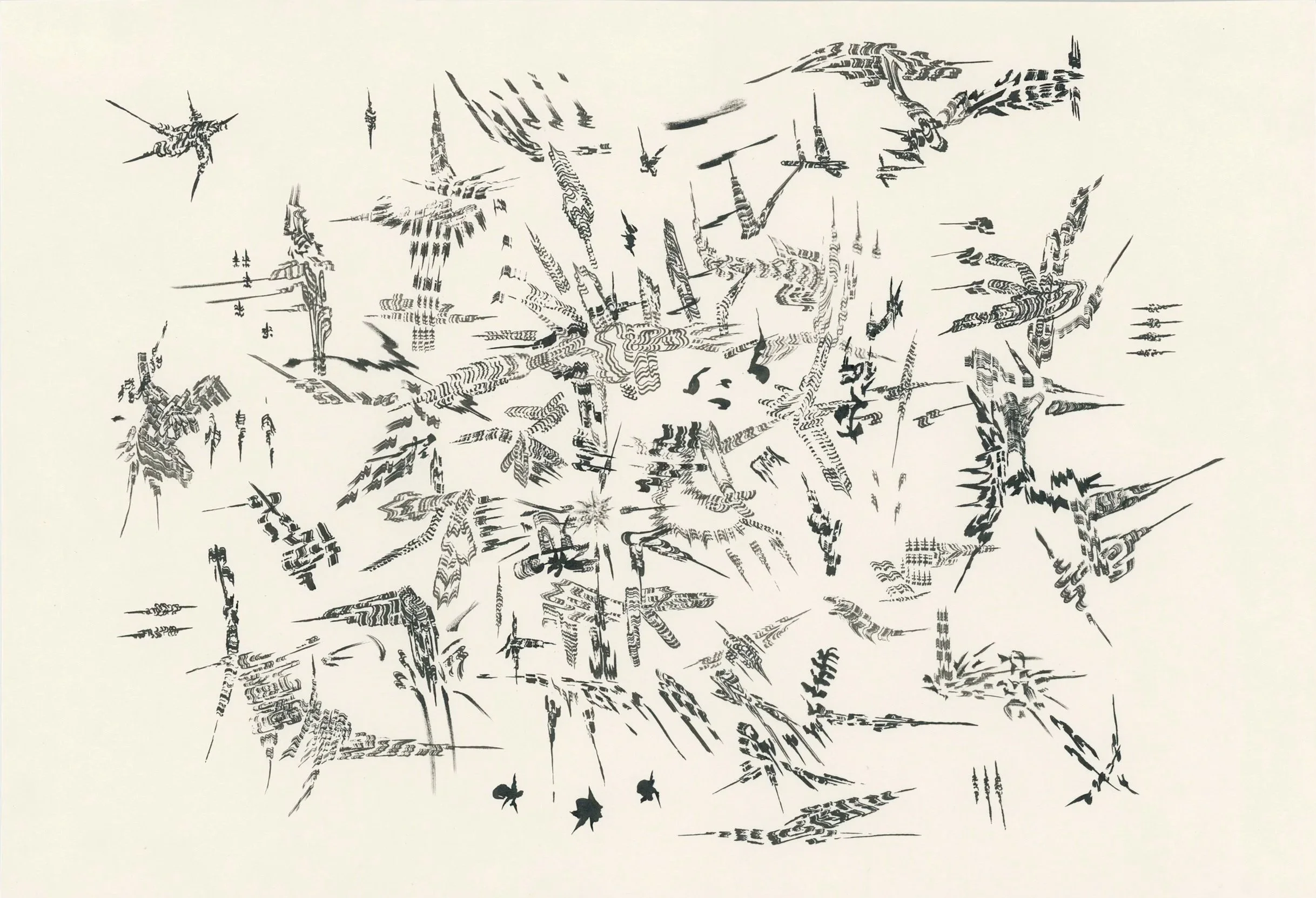 Static Marionettes, ink on paper, 13.9x9.8in (35.3x25cm), 2024