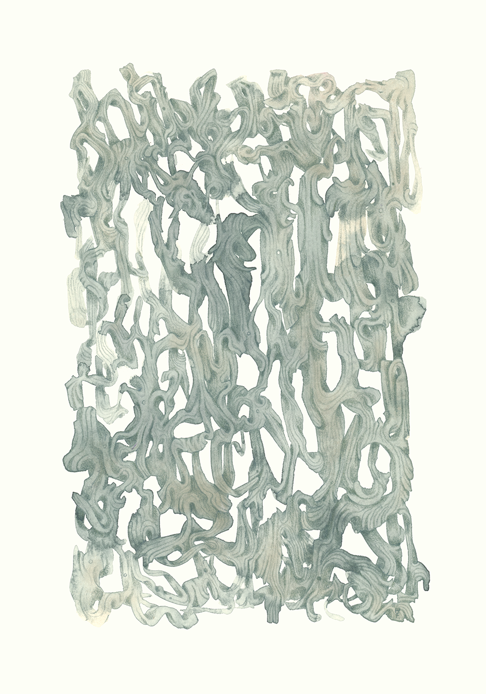 Silent Sages, color pencil & watercolor on paper, 7x10in