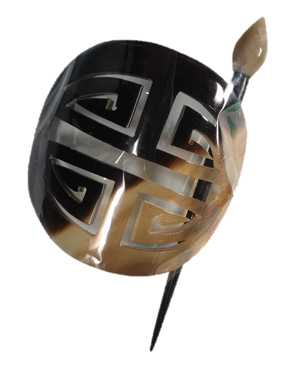 Barette symbole bonheur en corne de Buffle