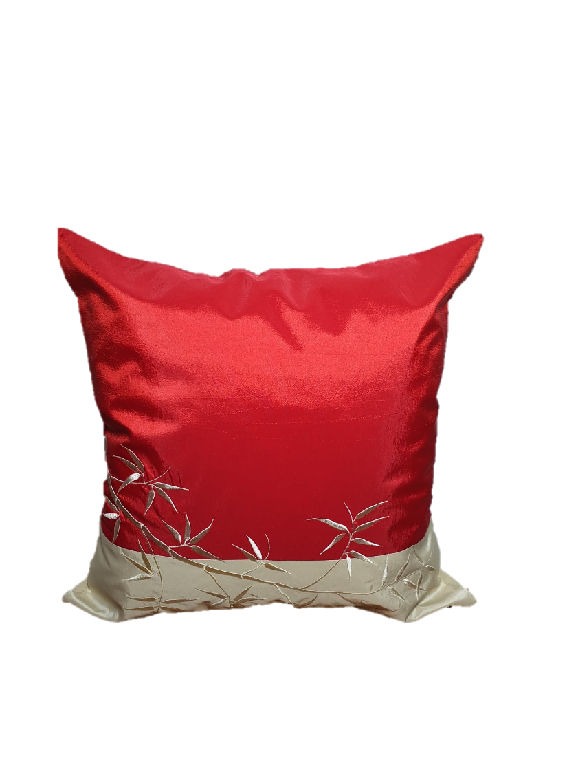 Taie coussin blanc et rouge en soie (la paire)
