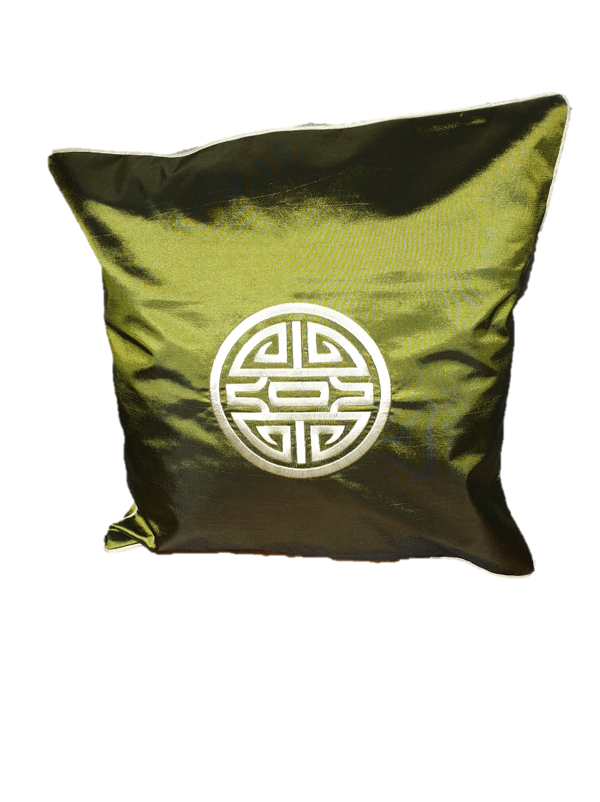 Taie coussin vert en soie (la paire)