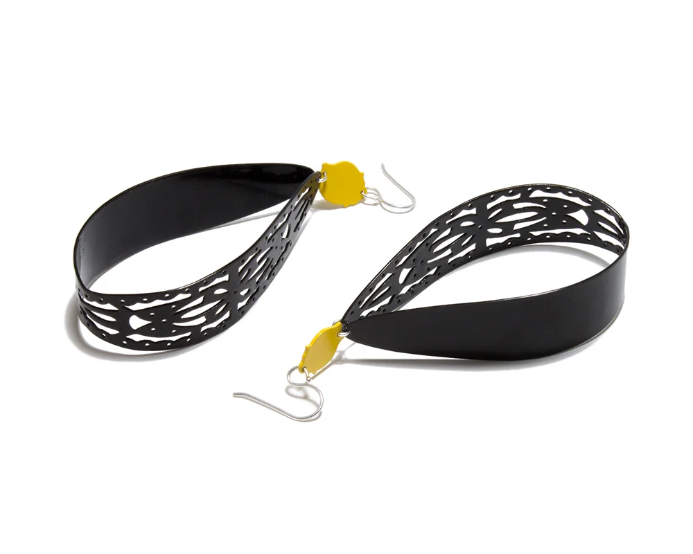 2pc Decorative Sample Earrings | yellow, black