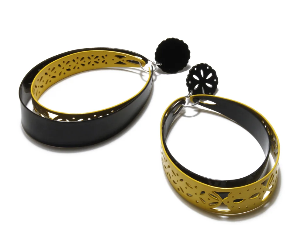 Inside & Out Earrings | yellow, black