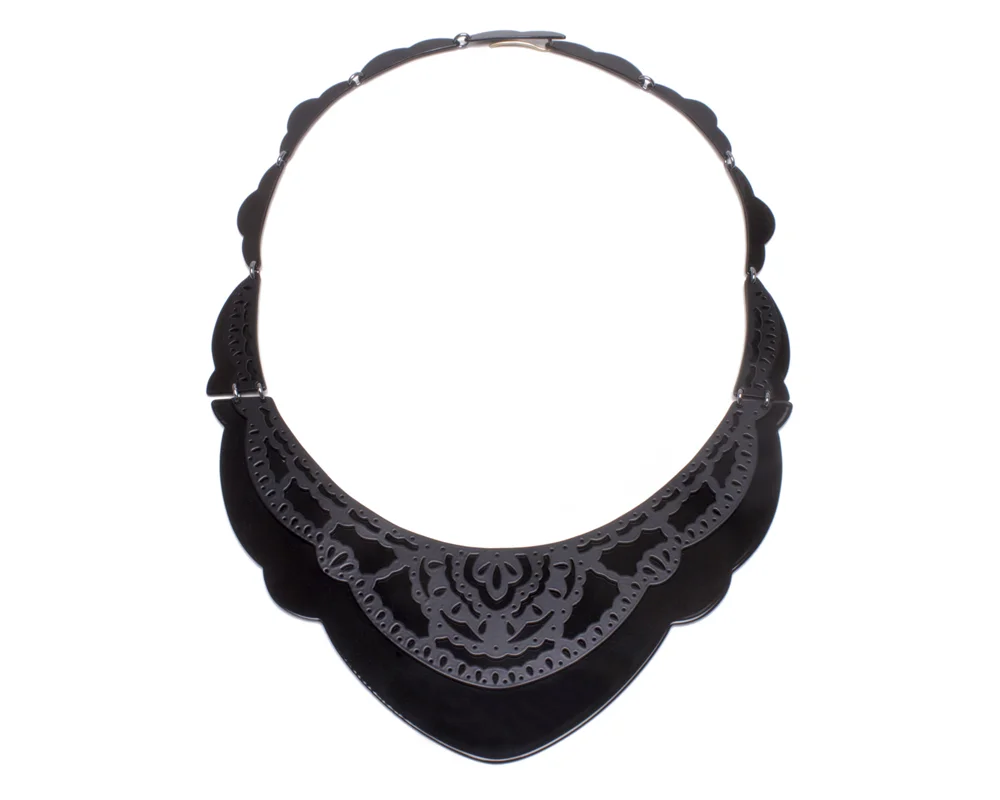 Black on Black Overlay Bib | black, flat black