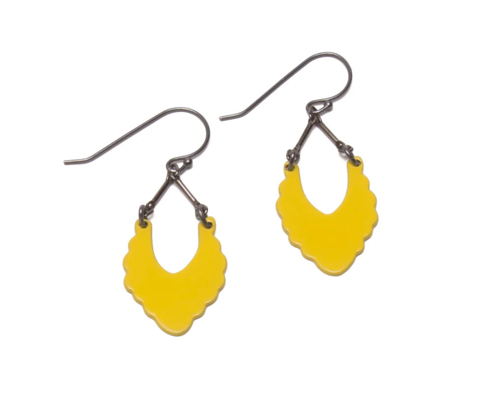 Yellow with Oxidized Silver Simple Silhouette Dangles 01