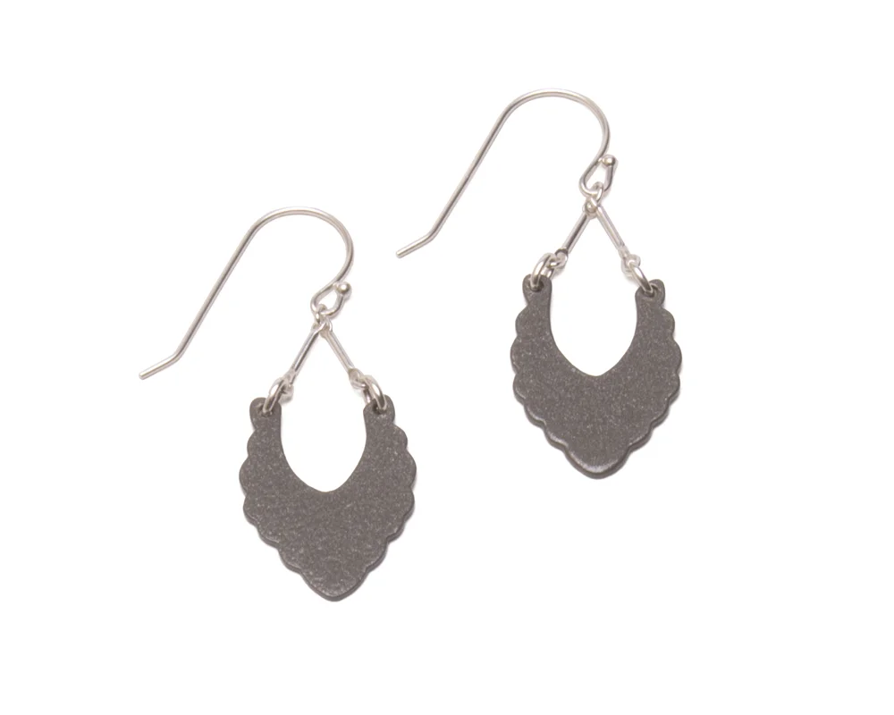 Slate Grey with Sterling Silver Simple Silhouette Dangles 01