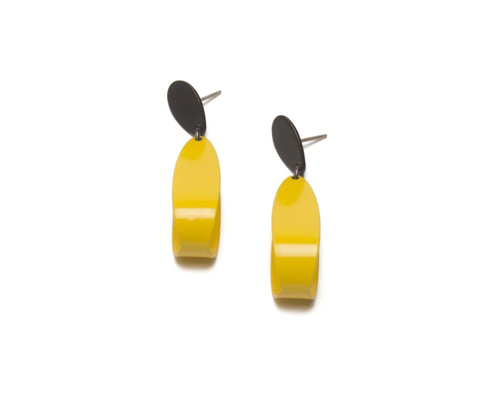 Black with Bright Yellow 2pc Folded Drops